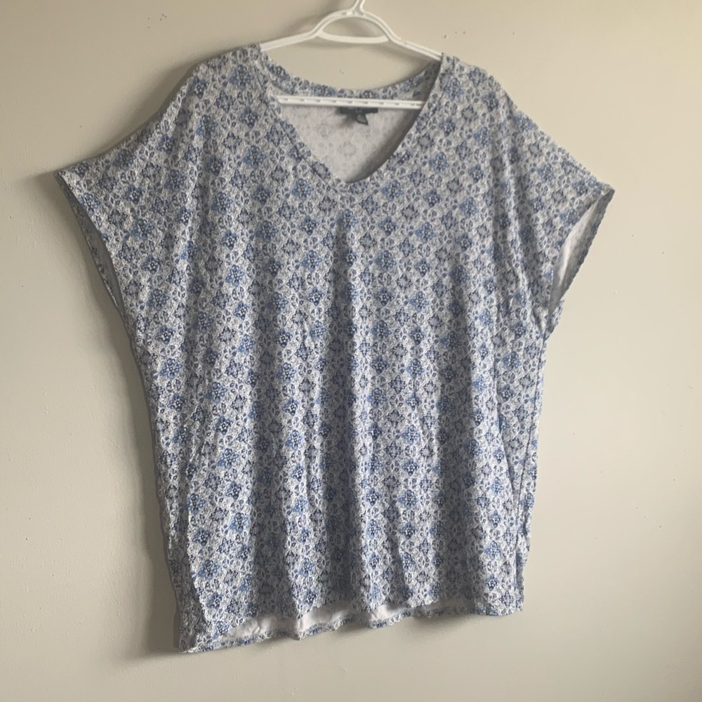 Hilary Radley Plus Printed Blue T-Shirt